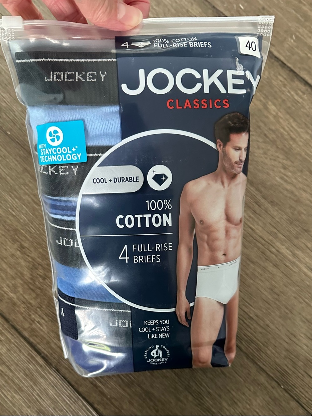 Jockey Men’s Briefs 4-Pack 100% Cotton Staycool Technology Tagless NWT 40